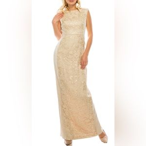 ADRIANNA PAPELL AP1E200762 Embroidered Lace Sequins Column Dress w/Blazer Size 4